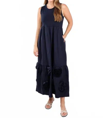 Elliott Lauren Coming Up Roses Dress In Navy In Black