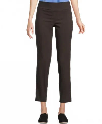 Elliott Lauren Control Stretch Pull-on Ankle Pants In Chocolate In Black