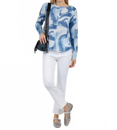 Elliott Lauren Crew Neck Long Sleeve Tee In Blue Multi