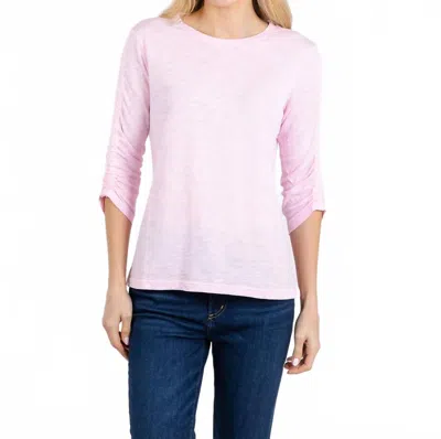 Elliott Lauren Crissy Crew Neck Ruched Sleeve Tee In Petal In Pink