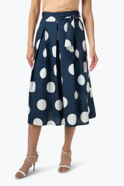 Elliott Lauren Dot Com Pleated Skirt In Navy