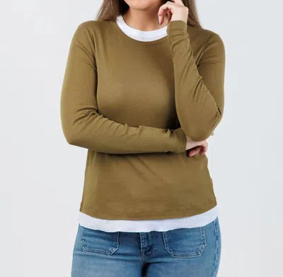 Elliott Lauren Double Talk Double Layer Top In Olive In Green