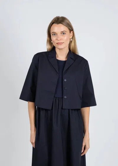 Elliott Lauren Double Up Button Front Crop Jacket In Navy In Blue
