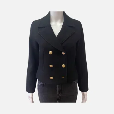 Elliott Lauren Double-breasted Jacket In Black In Blue
