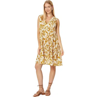 Elliott Lauren Dress Dijon Brown Floral V-neck Sleeveless Gbo2196
