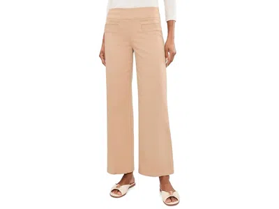 Elliott Lauren Elastic Waist Pull On Wide Leg Pant With Front Besom Pockets In Brown