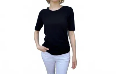 Elliott Lauren Elbow Sleeve Tee With Rouched Side In Black