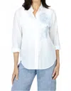 Elliott Lauren Juana Embroidered Button Down Shirt In White In White