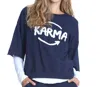 Elliott Lauren Embroidered Pullover Top In Navy