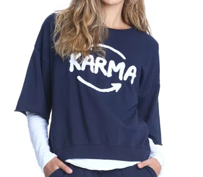 Elliott Lauren Embroidered Pullover Top In Navy In Blue