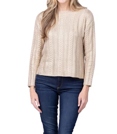 Elliott Lauren Foiled Cable Sweater In Gold In Neutral