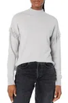 Elliott Lauren Fringe Mock Neck Sweater In Silver In Silver