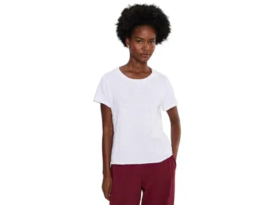 Elliott Lauren Garment Dye Tee, Short Sleeve With Rib Trim Women's T Shirt White: Xl, Cotton