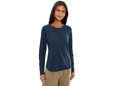 Elliott Lauren Garment Dye Tees - Long Sleeve T-shirts With Raw Edges In Blue