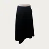 Elliott Lauren High Low Pin Stripe Skirt In Black In Black