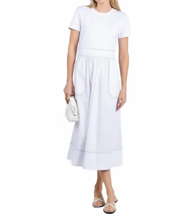 Elliott Lauren Knit Woven Combo Dress In White