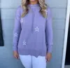 Elliott Lauren Long Sleeve Drawstring Crew Neck Sweater In Violet In Purple