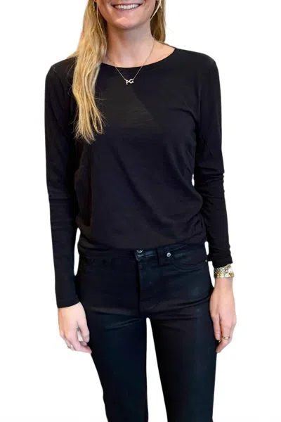 Elliott Lauren Long Sleeve Ruched Side Tee In Black