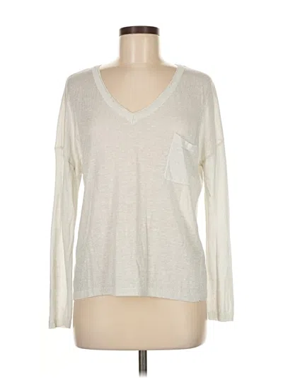 Pre-owned Elliott Lauren Long Sleeve Top Ivory V Neck Tops In White