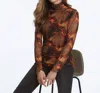 Elliott Lauren Women Long Sleeve Mesh Top In Black/brown/copper In Brown