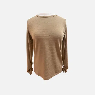 Elliott Lauren Metallic Stripe Top In Camel In Brown