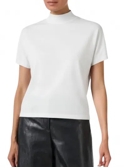 Elliott Lauren Mock Neck Short Sleeve Top In Cream In White