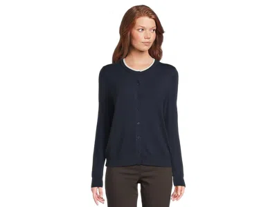 Elliott Lauren Modal Knits - Button Front Cardigan With Double Layer Neck Detail In Multi