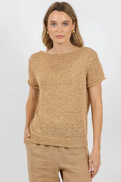Elliott Lauren New Wave Tape Yarn Sweater In Latte In Brown