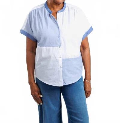 Elliott Lauren Short Sleeves Top In Blue/white