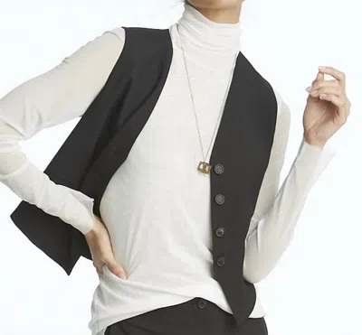 Elliott Lauren Pinstripe Button Front Vest In Black