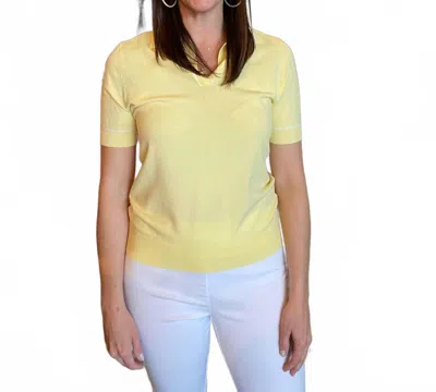 Elliott Lauren Polo Sweater With Tipping In Cornsilk In Yellow