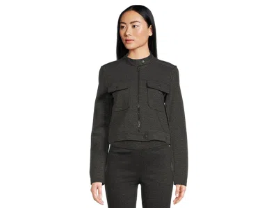 Elliott Lauren Ponte Twill - Zipper Closure Crop Jacket With Patch Pockets And Snaps Details In Multi