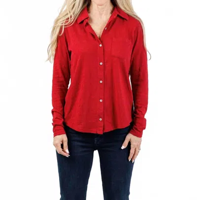 Elliott Lauren Reese Long Sleeve Button Front Shirt In Garnet In Multi