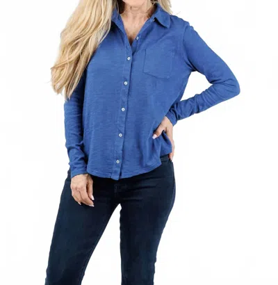 Elliott Lauren Reese Long Sleeve Button Front Shirt In Lapis In Blue