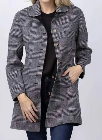 Elliott Lauren Reversible Coat In Black Plaid In Multi