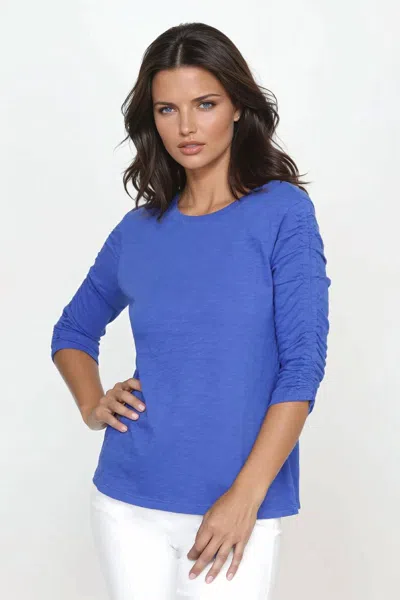 Elliott Lauren Ruched Sleeve Tee In Royal Blue