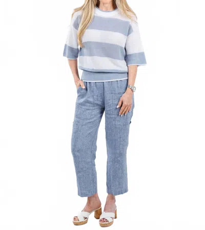 Elliott Lauren Rugby Stripe Sweater In Whisper Blue