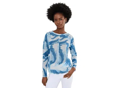 Elliott Lauren Sea Spray - Crew Neck Long Sleeve Top With Front Overlock Stitching Detail Women's T Shirt Multi: Lg In Black