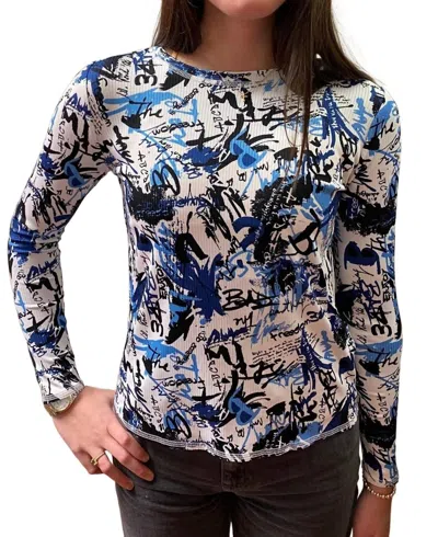 Elliott Lauren Seam Front Perfect Stretch Tee In Blue In Multi