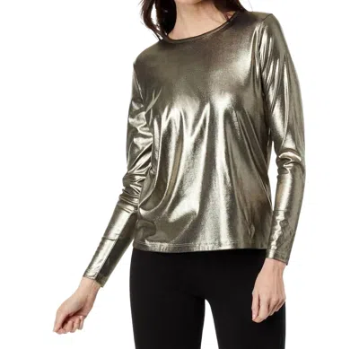 Elliott Lauren Shimmer Knit Top In Mineral In Metallic