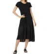 Elliott Lauren Short Sleeve Satin Trim Dress In Black In Black