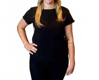 Elliott Lauren Short Sleeve Tee With Rib Trim In Black