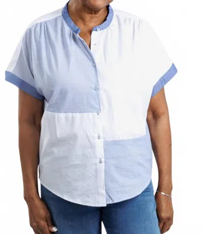 ELLIOTT LAUREN SHORT SLEEVES TOP IN BLUE/WHITE