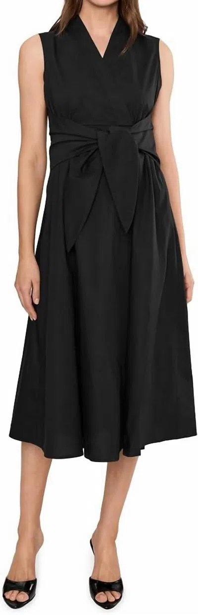 Elliott Lauren Sleeveless Faux Midi Wrap Dress With Tie Front In Black