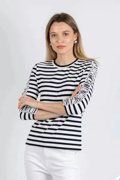 Elliott Lauren Stripe Aligned Top In Black/white