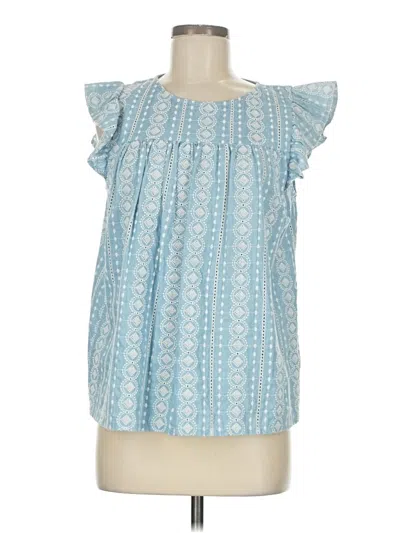 Pre-owned Elliott Lauren Tank Top Blue Ruffles Neckline Tops