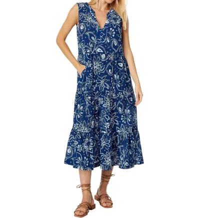 Elliott Lauren Tiered Maxi Dress In Indigo In Multi