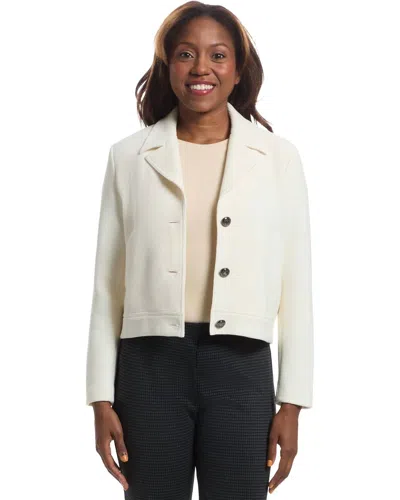 Elliott Lauren Top Knotch Button Closure Crop Jacket In Winter White