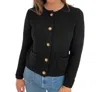 Elliott Lauren Top Priority Button Front Cardigan In Black In Black