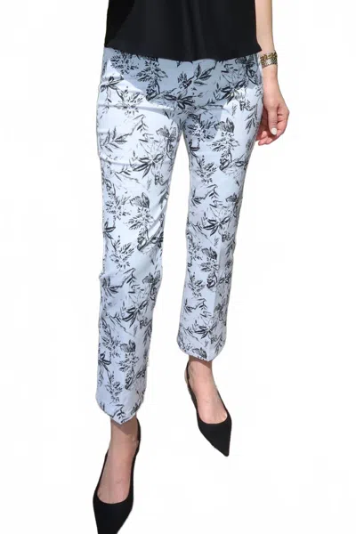 Elliott Lauren Tropic Toile Pull-on Pants In Black/ White In Blue